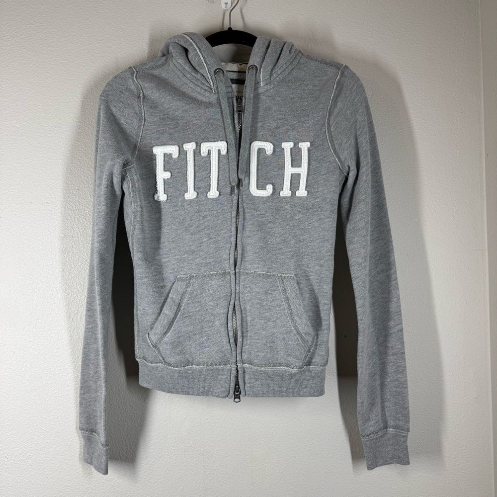 Abercrombie & Fitch Women’s Vintage Y2K Gray Full Zip Hoodie Jacket Logo Small